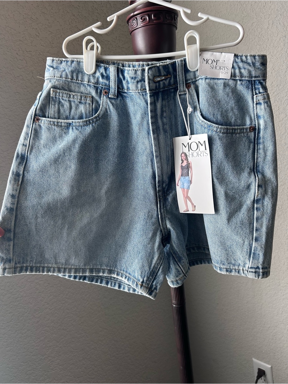 Light Blue Denim Mom Shorts